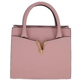 Versace Virtus Front Pocket Tote Leather Medium Pink