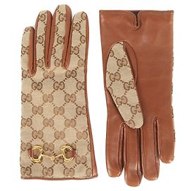 Gucci Herrenhandschuhe aus braunem Lammleder mit GG-Monogramm Braun