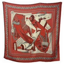 Écharpe en cachemire Zouaves et Dragons d'Hermès Rouge
