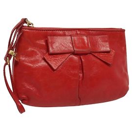 Miu Miu Leder Zip-Handgelenktasche Rot