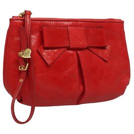 Pochette à poignet zippée en cuir Miu Miu Rouge