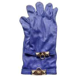 Hermès Handschuhe aus blauem Lammleder Blau