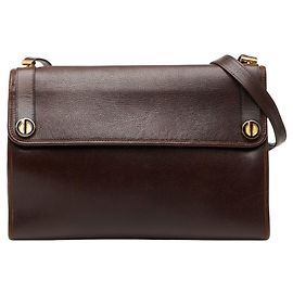 Bolsa de ombro de couro marrom Christian Dior Marrom