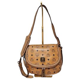 MCM Visetos Saddle/Crossbody Bag Brown Cognac