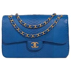 Sac CHANEL Timeless/Classique en Cuirs exotiques Bleu - 102993 Bleu