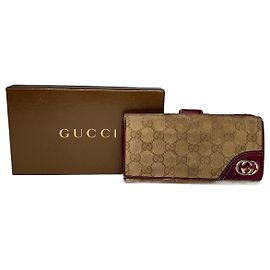 Vintage Gucci Monogramm Geldbörse Beige Lila Lila