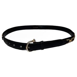 Céline Cinto de couro vintage Celine Paris preto Preto