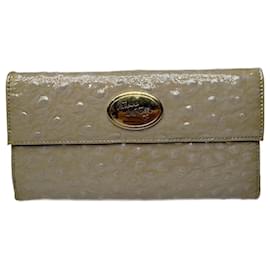 Vintage Vivienne Westwood Geldbörse aus lackiertem Straußenleder braun Kamel