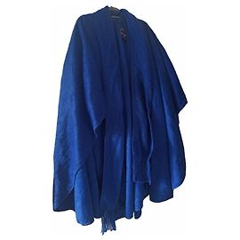Autre Marque Royal blue alpaca wool cape Blue