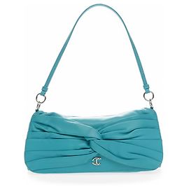 Bolsa Baguette Just Cavalli em Couro de Cordeiro Turquesa Turquesa
