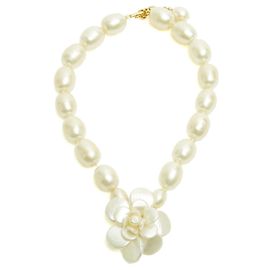Colar Choker de Pérolas Fancy e Camélia Gripoix 1998 da Chanel Dourado