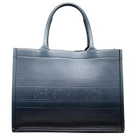Dior Blue Medium Ombre Embossed Leather Book Tote Blue Dark blue