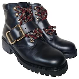 Sandro black leather combat ankle boots Black