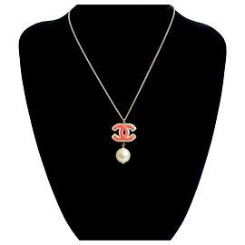 Collar de Perlas Chanel Coco Mark Swing Rosa Dorado