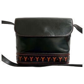 Borsa a spalla in pelle forata con ritagli Yves Saint Laurent Marrone Nero