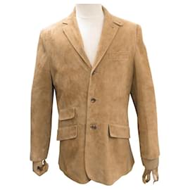 POLO BY RALPH LAUREN JACKE S 46 VELLEDER SANDFARBEN BLOUSON DEER JACKET Kamel