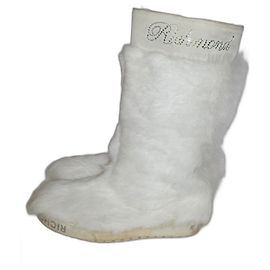 John Richmond white fur flat boots White