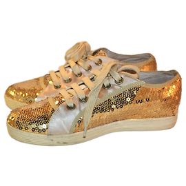 Moschino gold sequin sneakers Golden