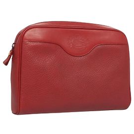 Pochette in pelle con zip e logo Burberry Rosso