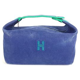 Borsa Vanity Pouch Black GM Hermès Brid Blu Verde