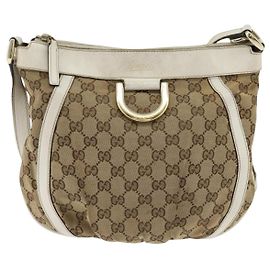 Gucci D Ring Messenger Bag GG Canvas Medium Beige