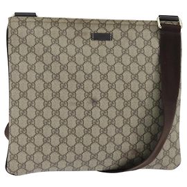 Gucci Zip Top Messenger Bag GG Coated Canvas Large Beige
