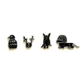 Chanel Set aus 4 Broschen Pins 2023 Silber Schwarz Emaille Schwarz Silber