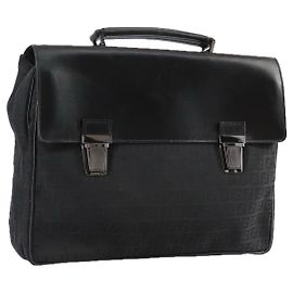 Borsa Fendi Convertible Pushlock in tela Zucca e pelle Nero