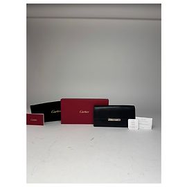 Vintage Cartier Leather Wallet Black Black