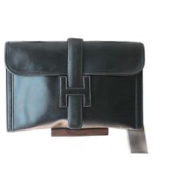 Hermès pochette Jige en cuir noir Noir