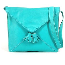 Sac à bandoulière Pochette Pompon à franges en cuir Hermès Turquoise