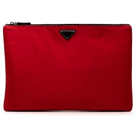 Prada Red Tessuto Soft Zip Clutch Red