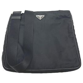 Borsa piatta Triangle Plate VA0251 di Prada Nero