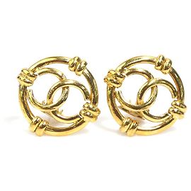 Boucles d'oreilles clips en métal doré Chanel Coco Mark Doré