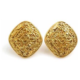 Boucles d'oreilles clips en métal doré Chanel Coco Mark Doré