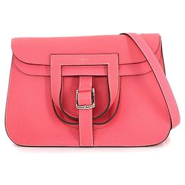 Bolsa Hermès Halzan 31 em Rosa Azaléia Rosa