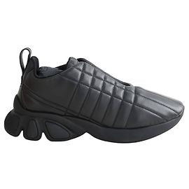 Burberry Black leather sneakers Black