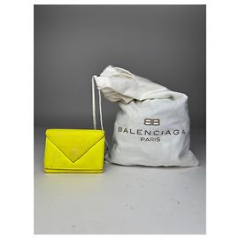 Vintage Balenciaga Neon Yellow Postal Leather Card Holder Yellow