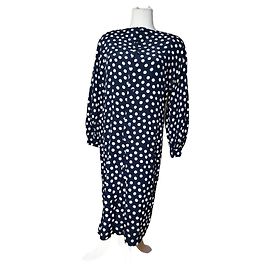 Abito in seta vintage Dior a pois blu navy e bianco L Blu navy