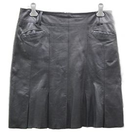 Autre Marque Arma Lederrock Schwarz mit Plissee Schwarz