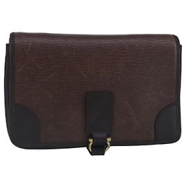 Pochette en cuir Gancini Salvatore Ferragamo Marron