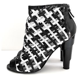Botas de tornozelo em rede preta e prata Chanel Resort 2009 Preto Prata