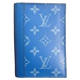 Louis Vuitton Taigarama Passport Cover Blue Leather Blue