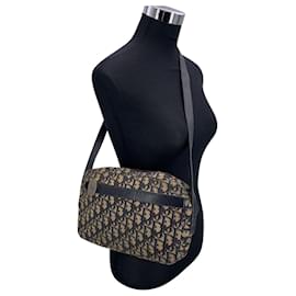 Dior-Christian Vintage Blue Oblique Canvas Monogram Shoulder Bag-Blue