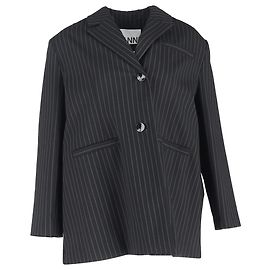 Ganni Blazer Oversized à Rayures en Noir Polyester Noir
