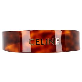 Céline Tiara de tartaruga em acetato marrom com logotipo Celine Marrom Vermelho