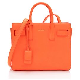 Saint Laurent Tote Nano Sac De Jour em Couro de Bezerro Laranja