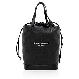 Saint Laurent Leather Teddy Small Bucket Bag Black