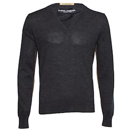 Grau V-Ausschnitt Wollpullover von Dolce & Gabbana Grau