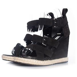 Balenciaga suede wedge sandal Black